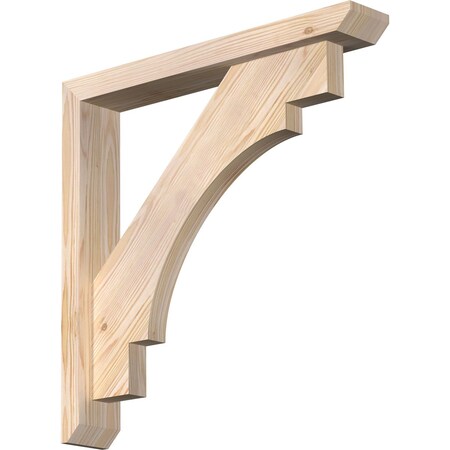 Ekena Millwork Merced Slat Smooth Bracket w/ Offset Brace, Douglas Fir, 3 1/2"W x 22"D x 22"H BKT0402X22X22MRC06SDF